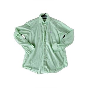 Polo Ralph Lauren‎ Men’s Button Up Plaid Long Sleeve Shirt SZ Large Green/White